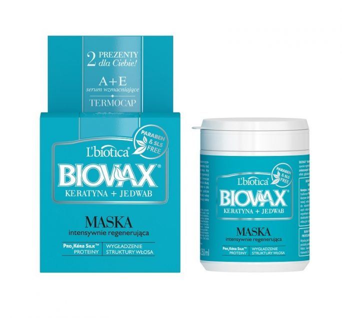 Biovax - Keratyna i jedwab - regenerująca maska do włosów, L'Biotica