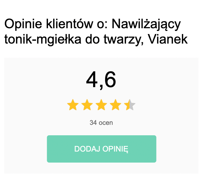 Opinie klientów o: Nawilżający tonik-mgiełka do twarzy, Vianek