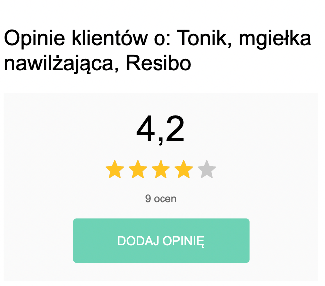 Opinie klientów o: Tonik, mgiełka nawilżająca, Resibo